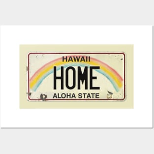 Vintage Hawaii License Plate HOME Posters and Art